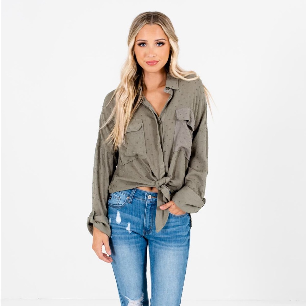 Green button up